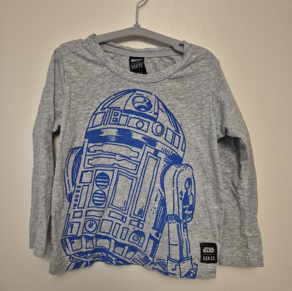4T - Bonds Kids Star Wars R2-D2 Gray and Blue Long Sleeve Tee